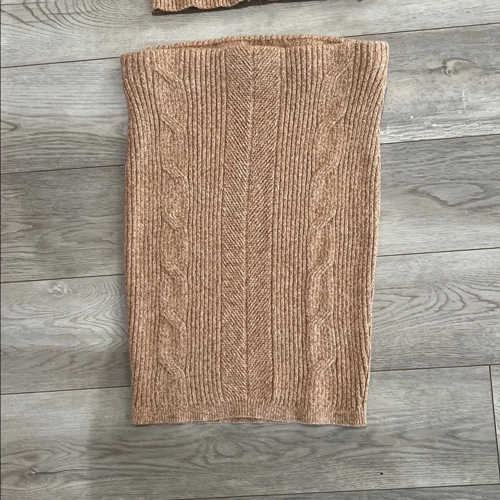 Express Tan Knit Cardigan and Skirt Set! Super cute, stretchy, stylish!Worn once - Picture 2 of 6